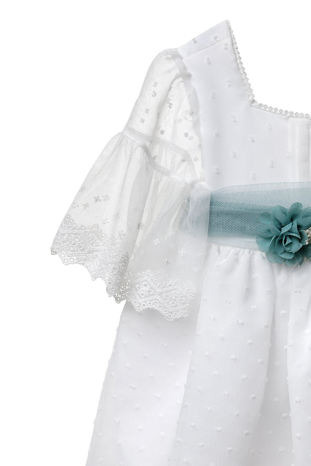 White Baby Dress with a Blue Belt