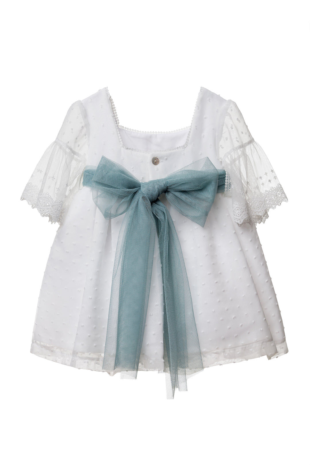 White Baby Dress with a Blue Belt