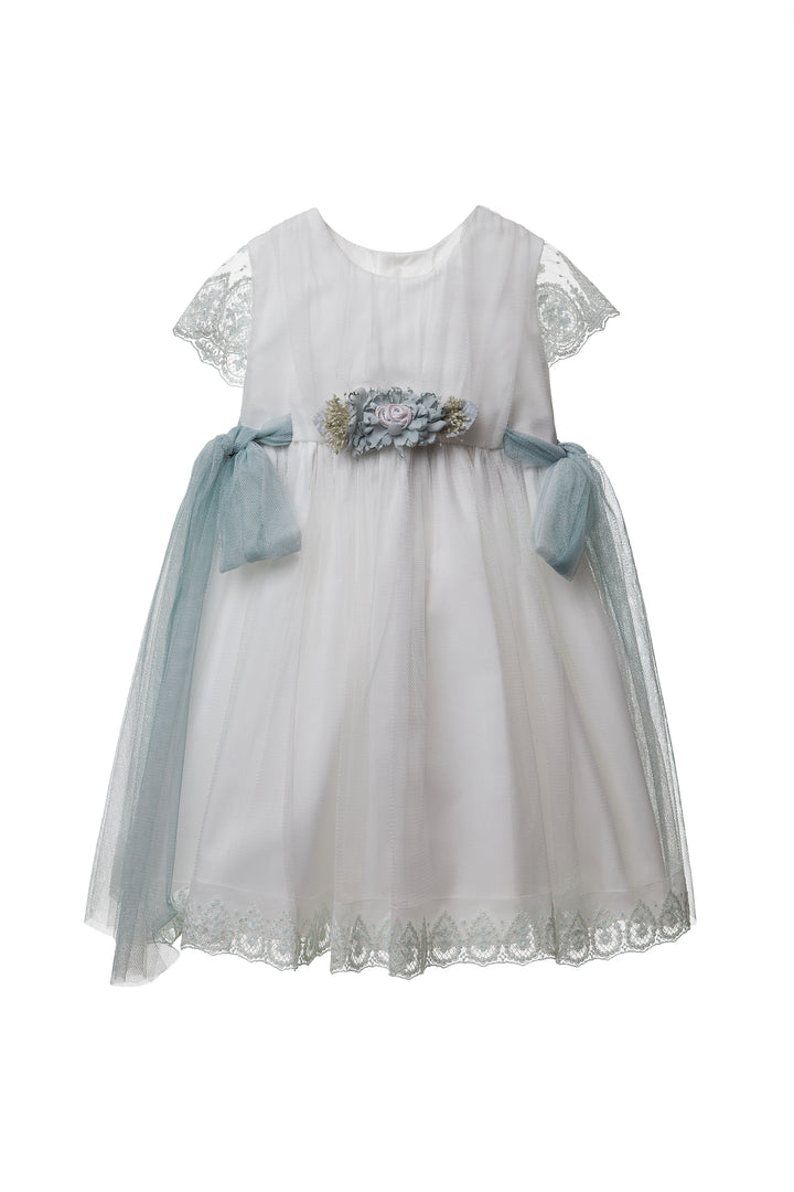 White and Light Green Dress