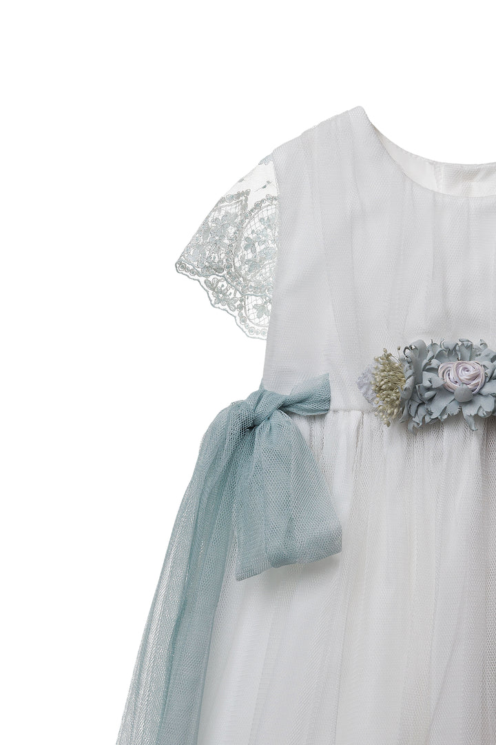 White and Light Green Dress