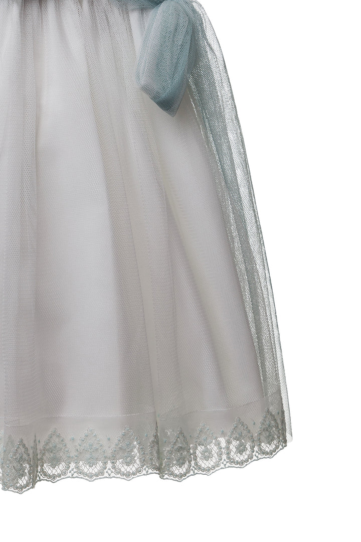 White and Light Green Dress