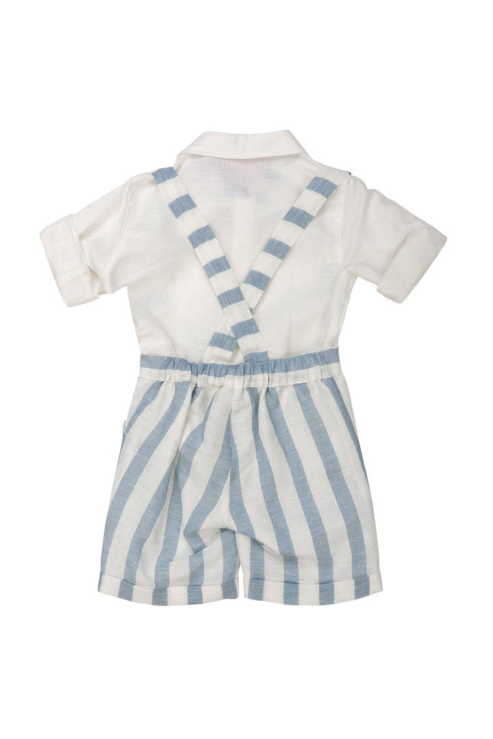 striped White and Blue overall