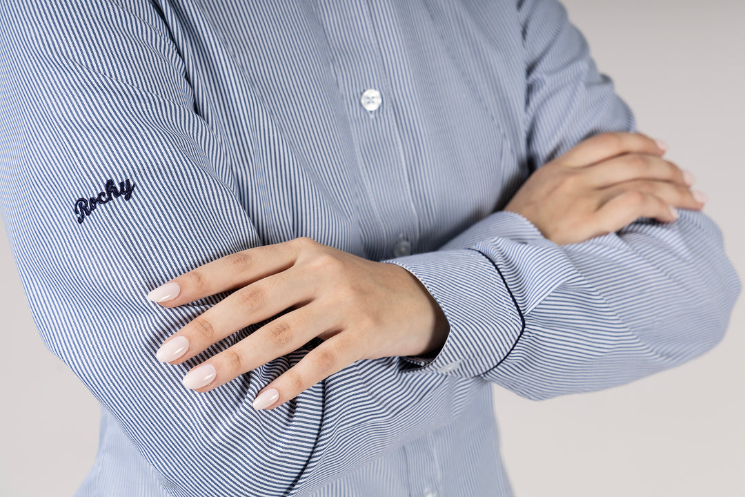 Navy Blue Shirt - logo with a line