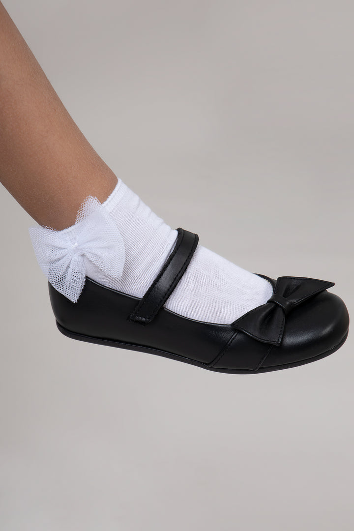 White Ankle socks with tulle bow