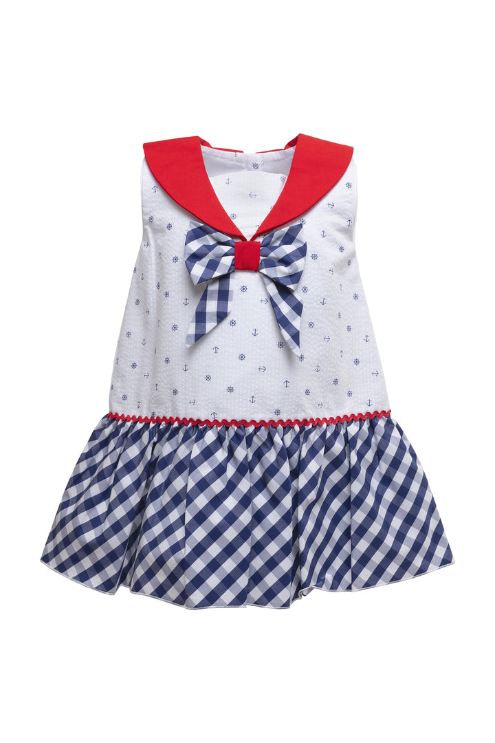 White, Red and Navy Blue Dress