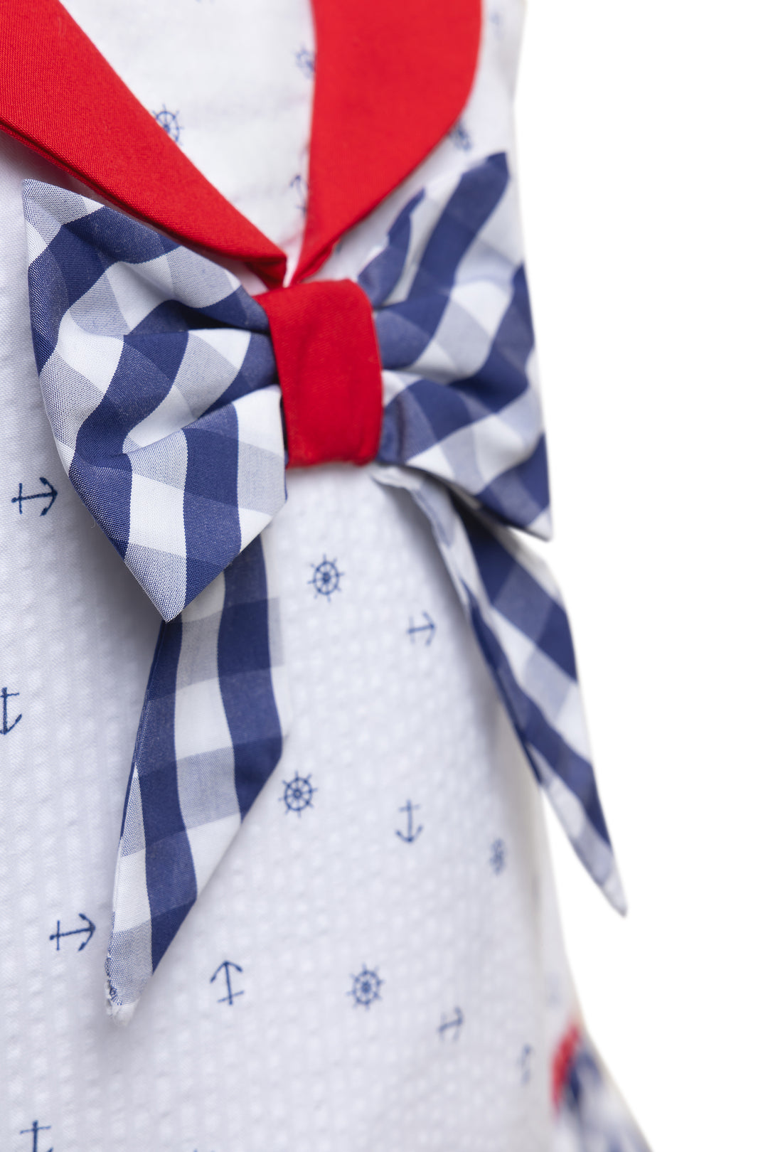 White, Red and Navy Blue Dress