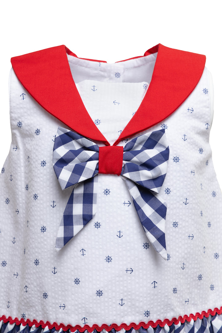 White, Red and Navy Blue Dress