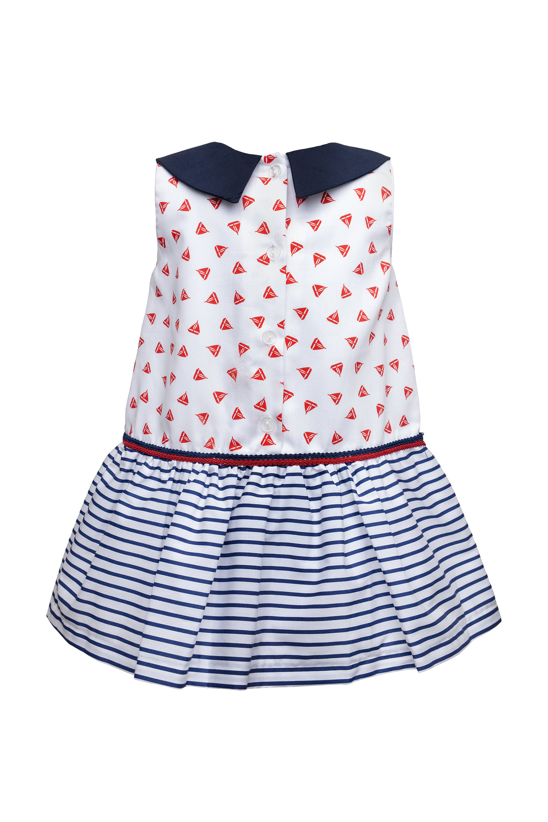 White, Navy Blue and Red Dress (Large Sizes)