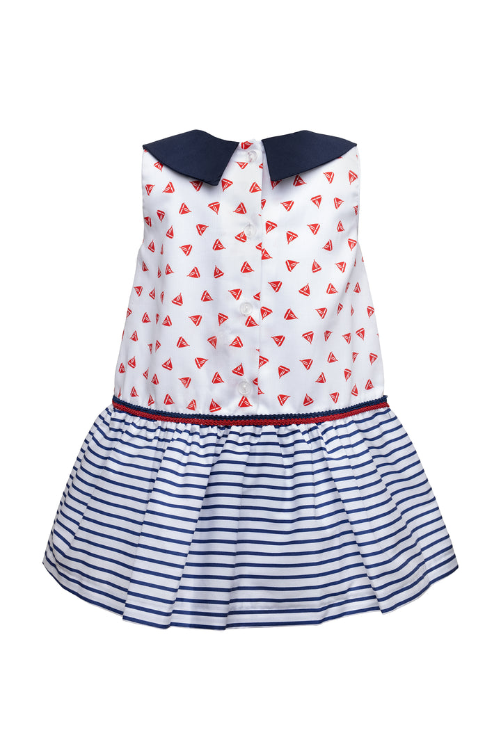 White, Navy Blue and Red Dress (Large Sizes)