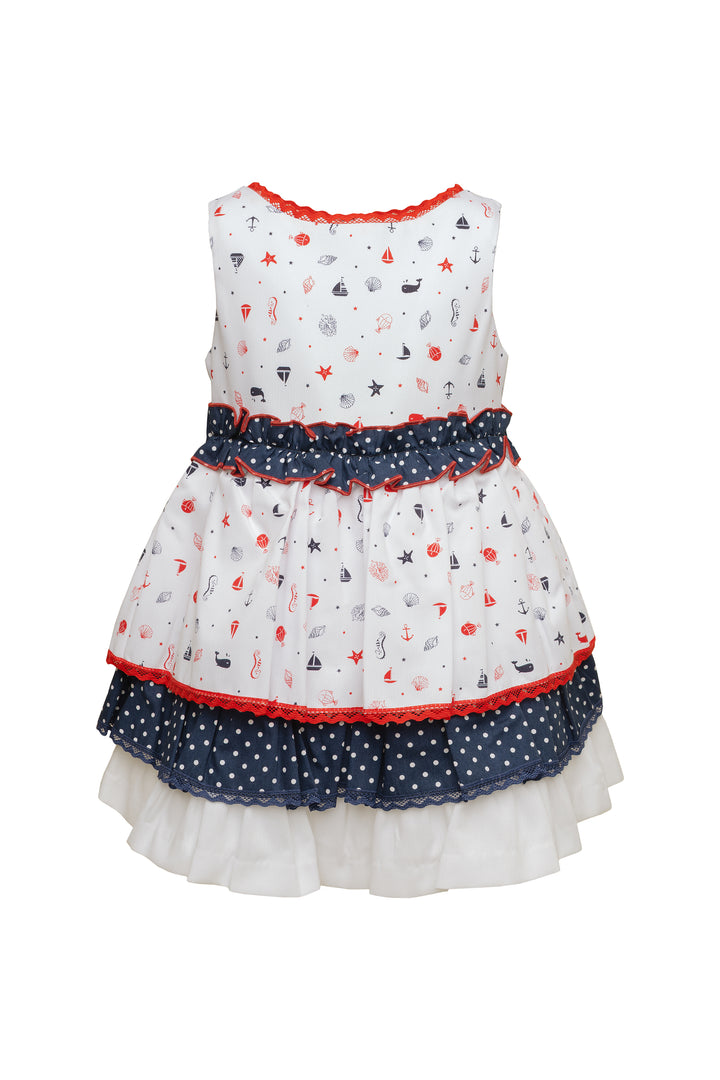 White and Navy Blue Dress