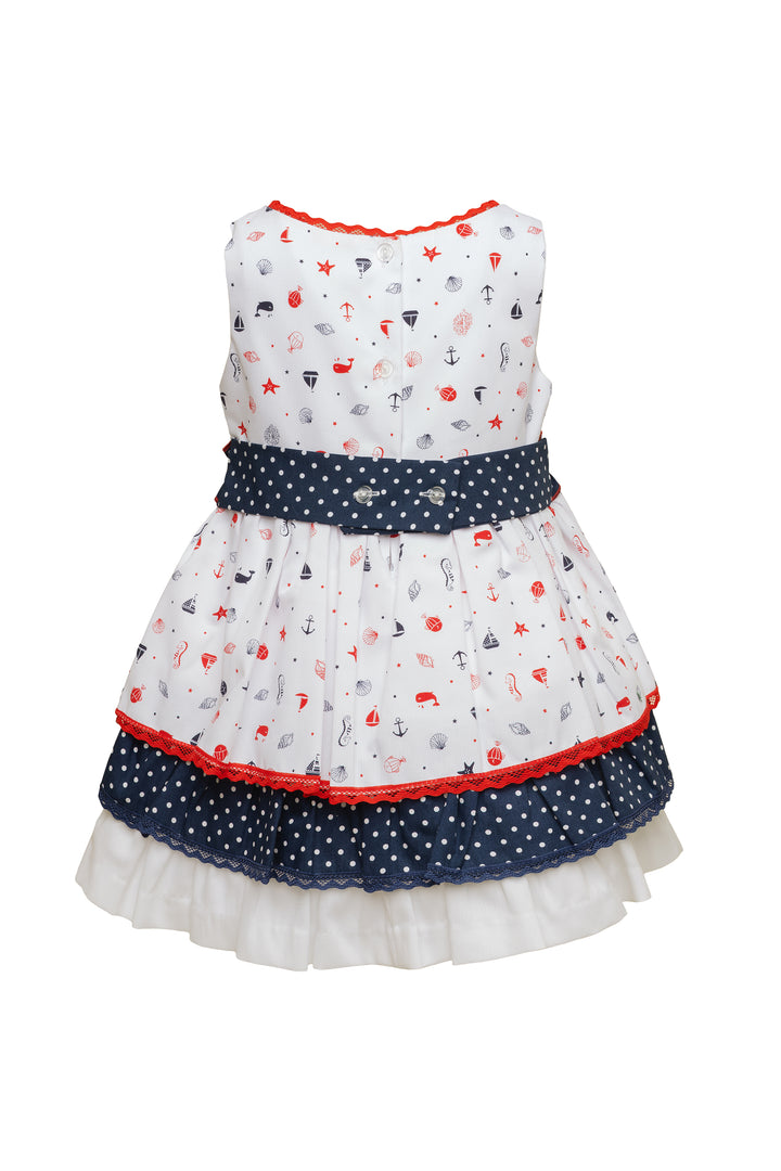 White and Navy Blue Dress