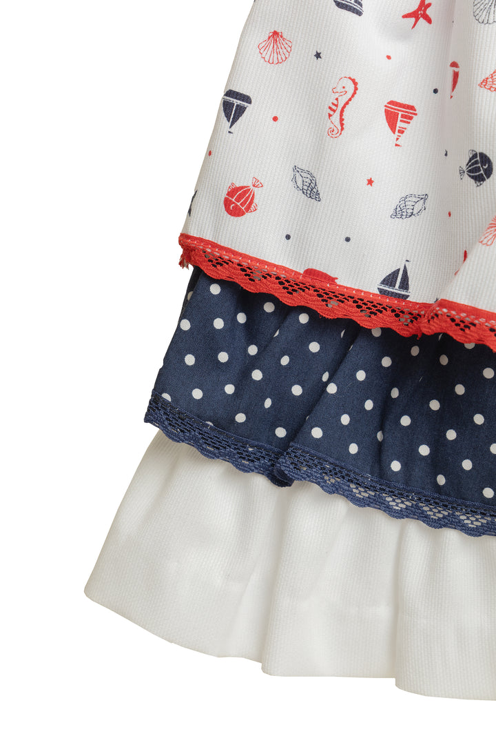 White and Navy Blue Dress