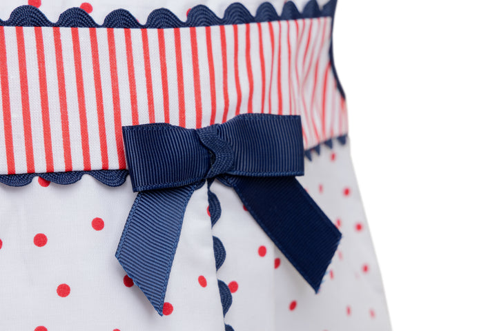 White, Red and Navy Blue Dress