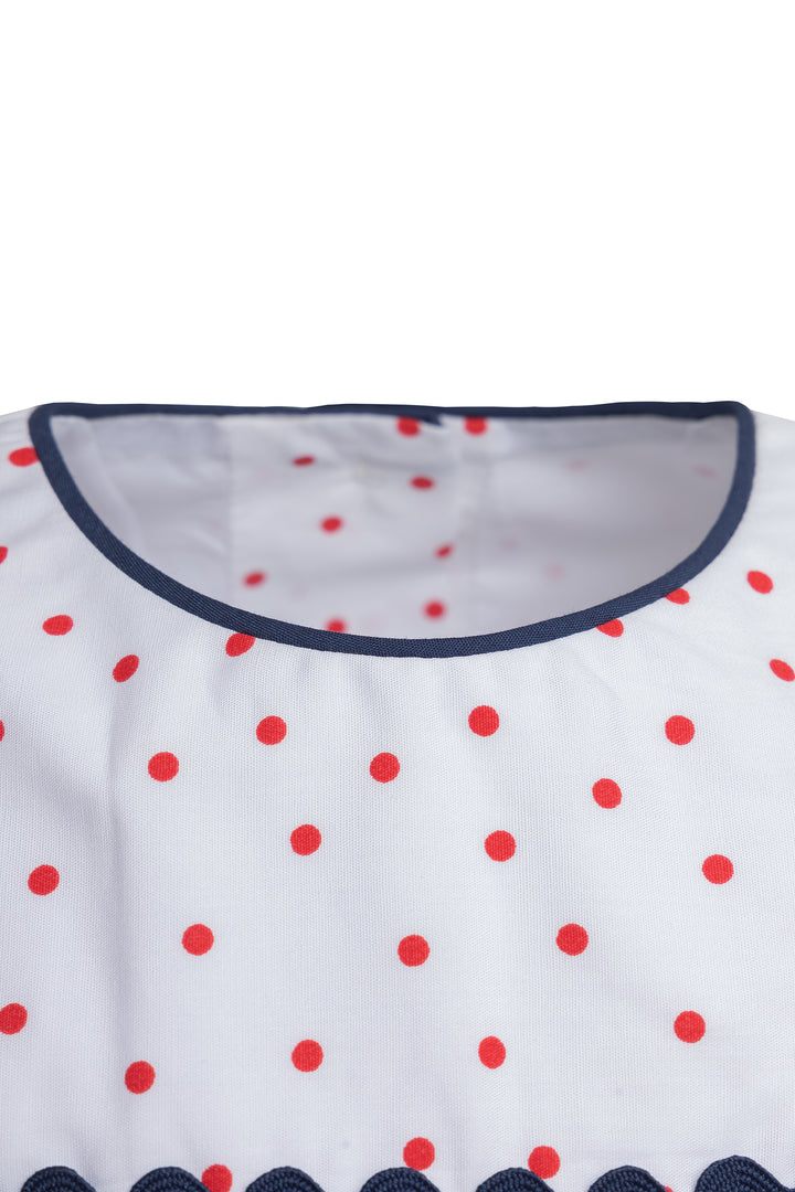 White, Red and Navy Blue Dress