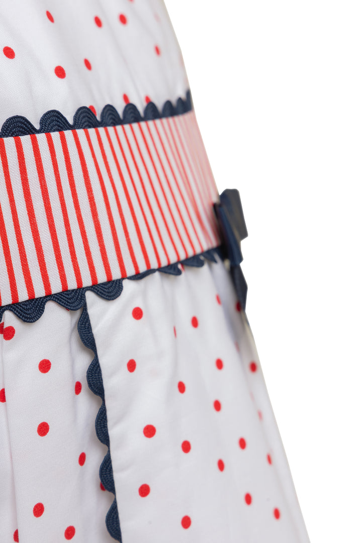 White, Red and Navy Blue Dress