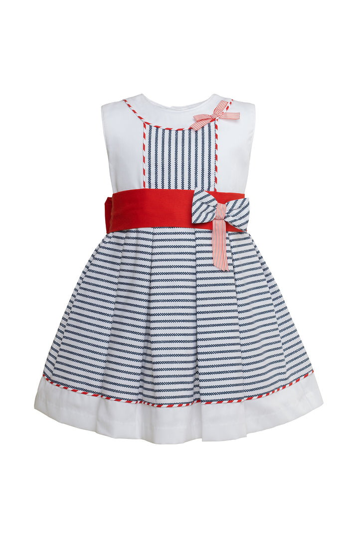 White, Navy Blue and Red Dress