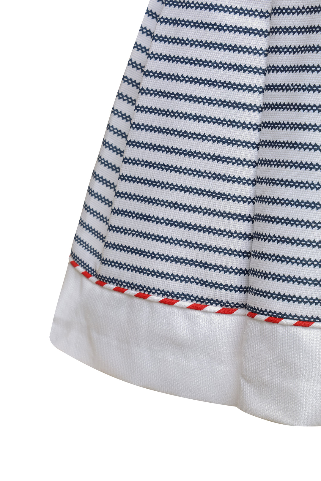 White, Navy Blue and Red Dress