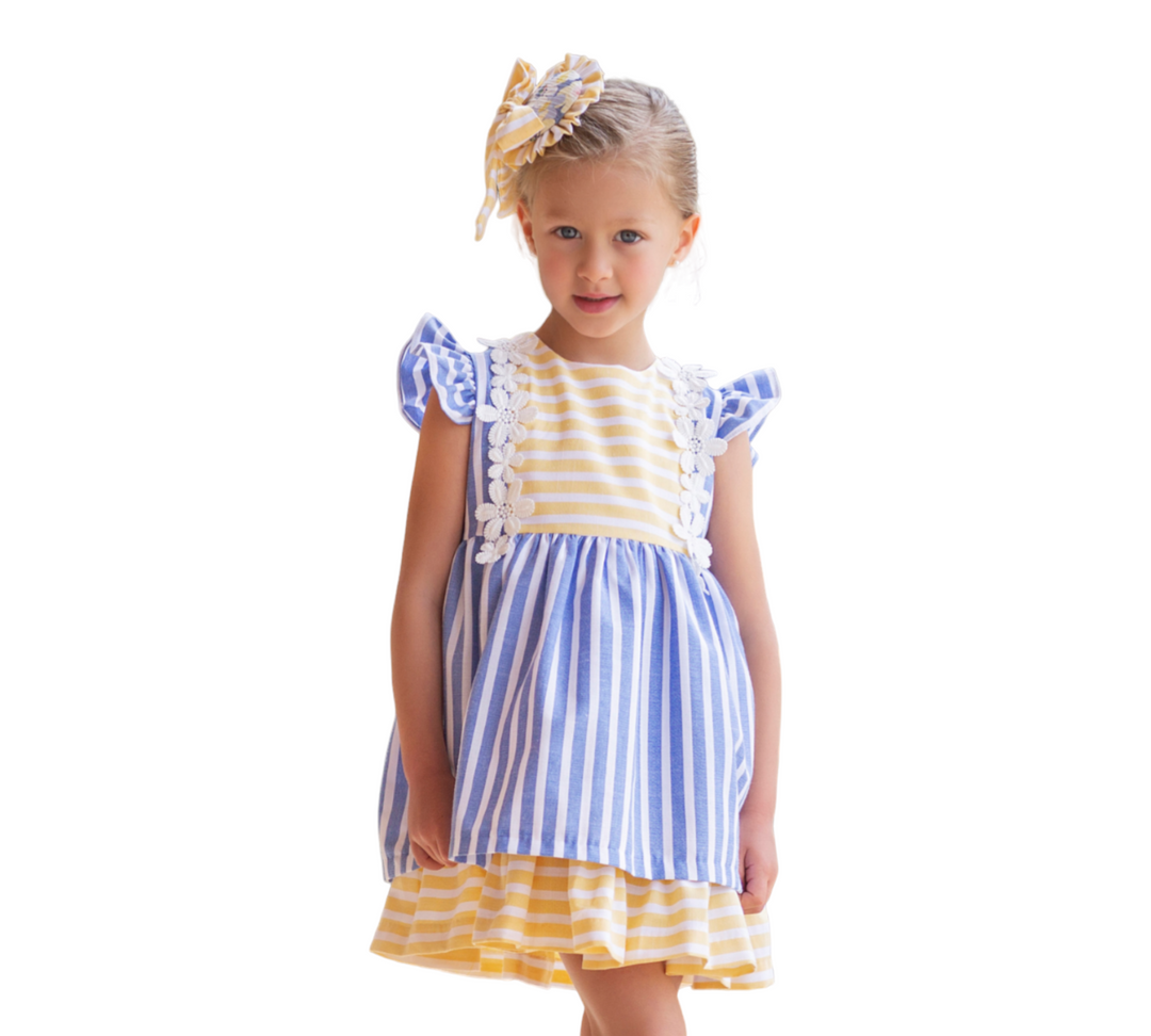 Striped Blue and Yellow Dress