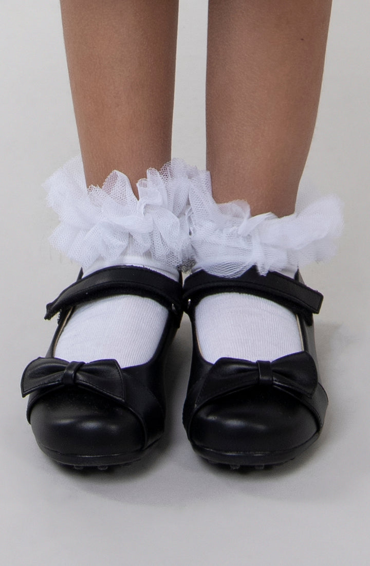 White Ankle socks with tulle