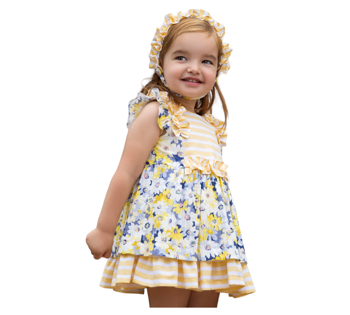 Floral Blue and Yellow Dress
