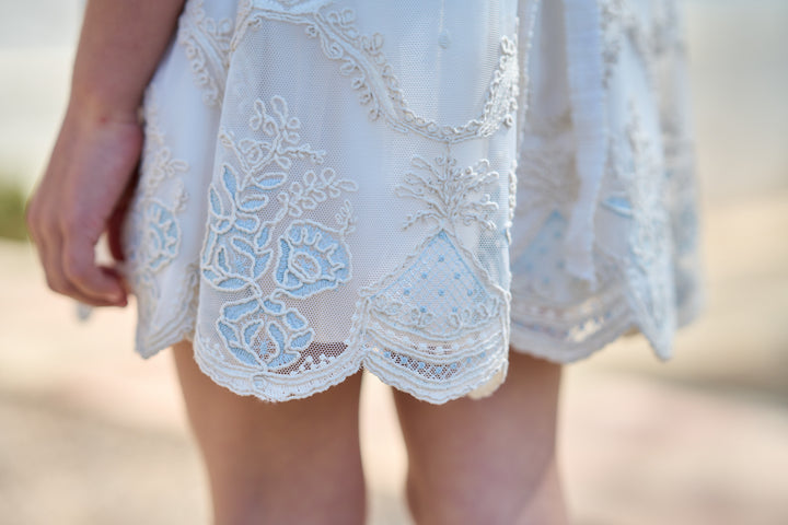 Off White and Blue Dress