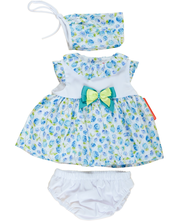 White and Blue Floral Baby Dress