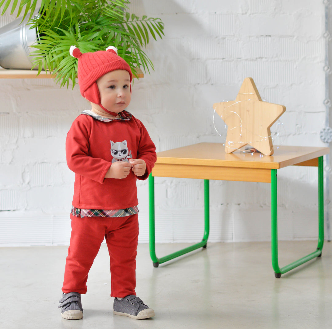 RED TRAINING SUIT BABY BOYS WITH OUT CAP