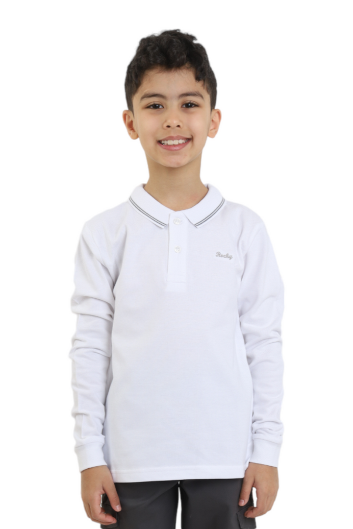 White Polo Shirt - Long Sleeve