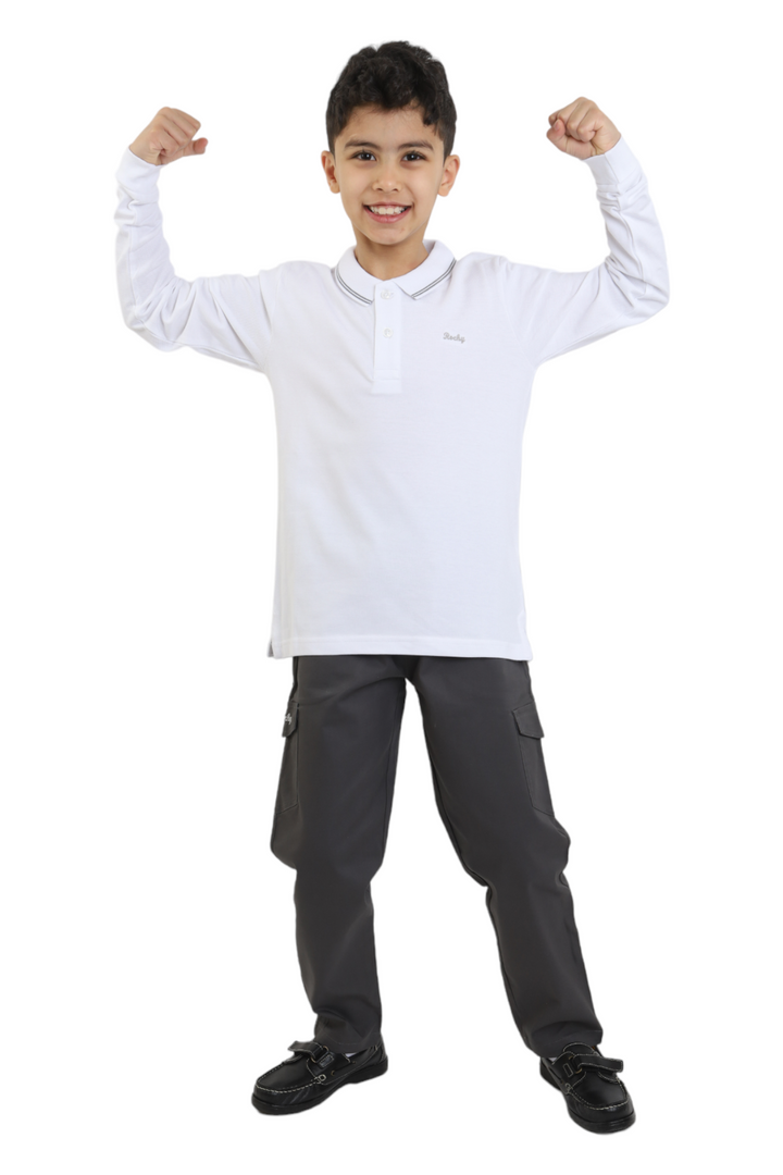 White Polo Shirt - Long Sleeve