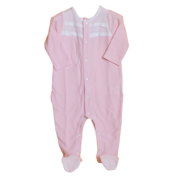 Pink and white baby overall