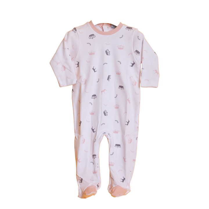 White and pink one piece baby pyjama