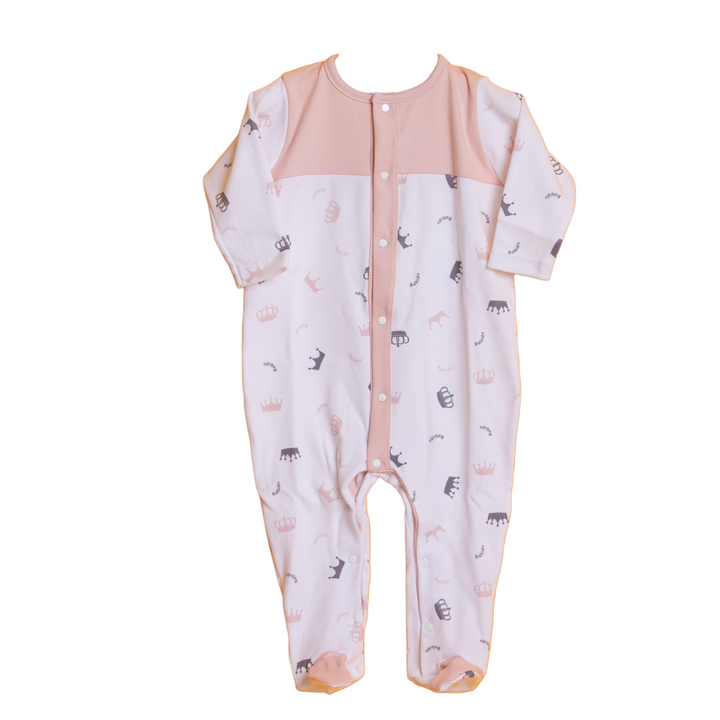 Pink and white one piece baby pyjama