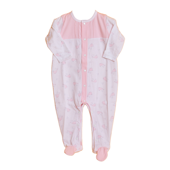 Pink and white one piece baby pyjama