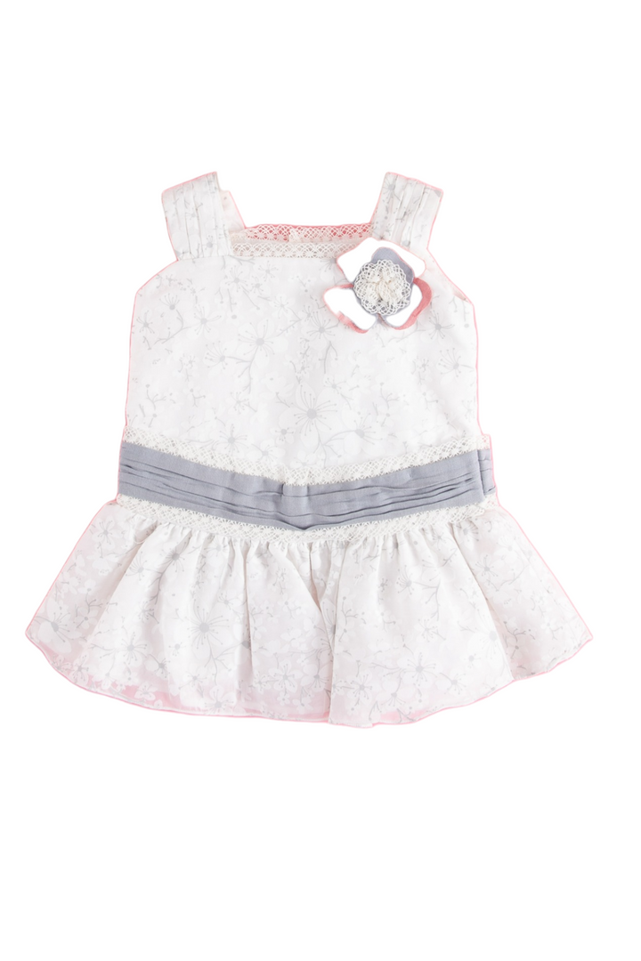 White and grey Girls dress - made in Spain