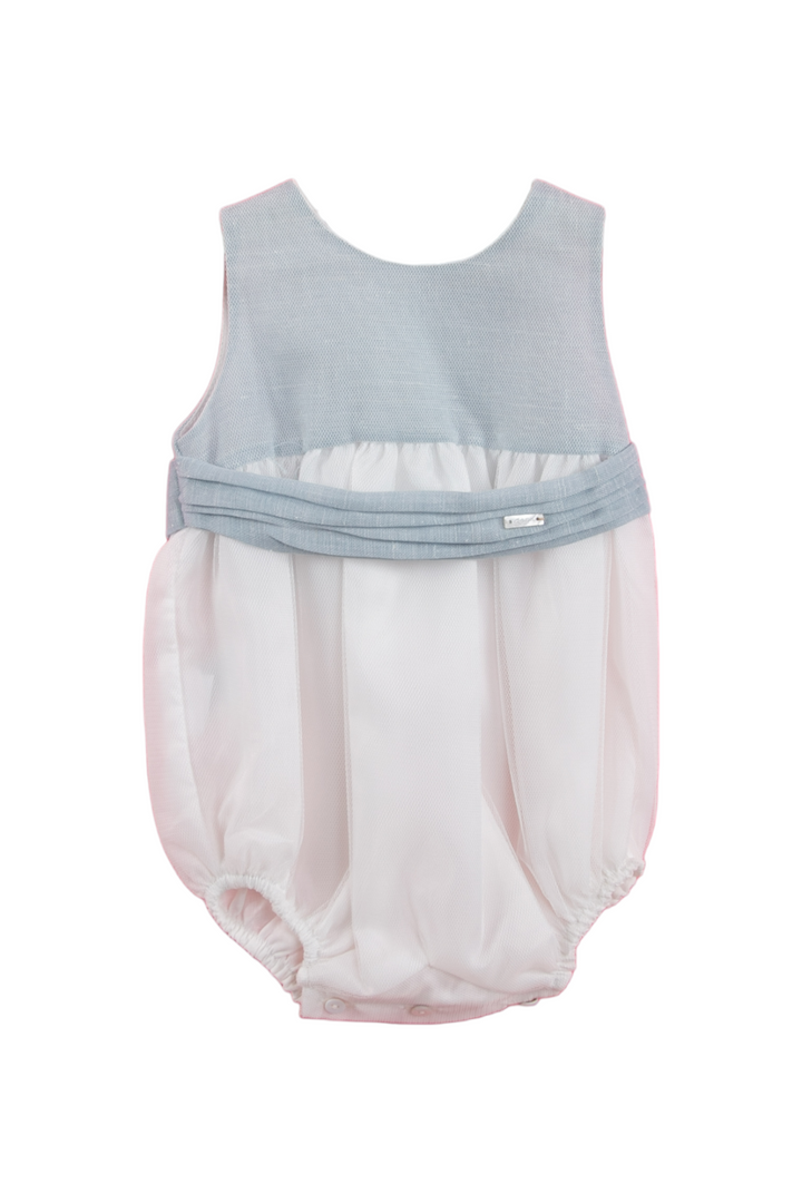 blue and off white dress
