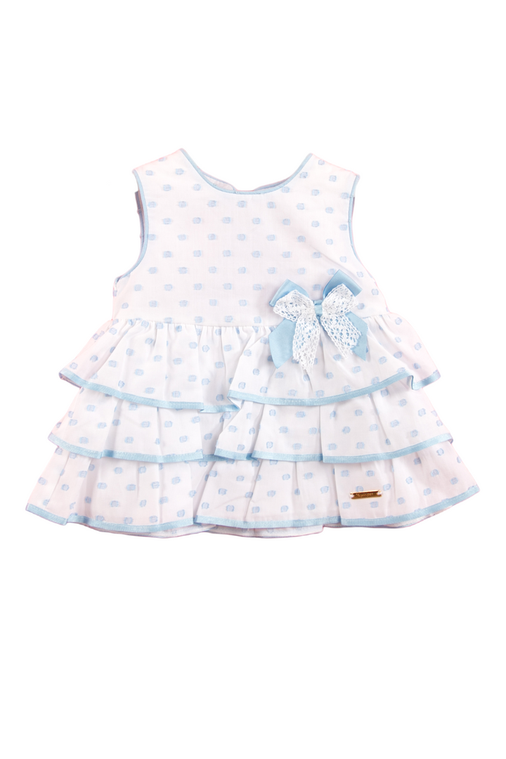 White and light blue dress