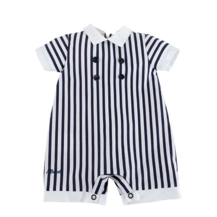 White and Navy Blue Striped Baby Set