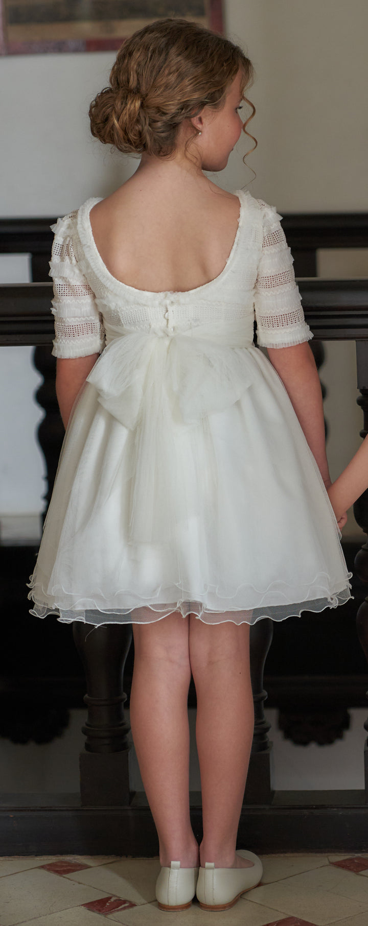 Off White Dress with Floral Belt