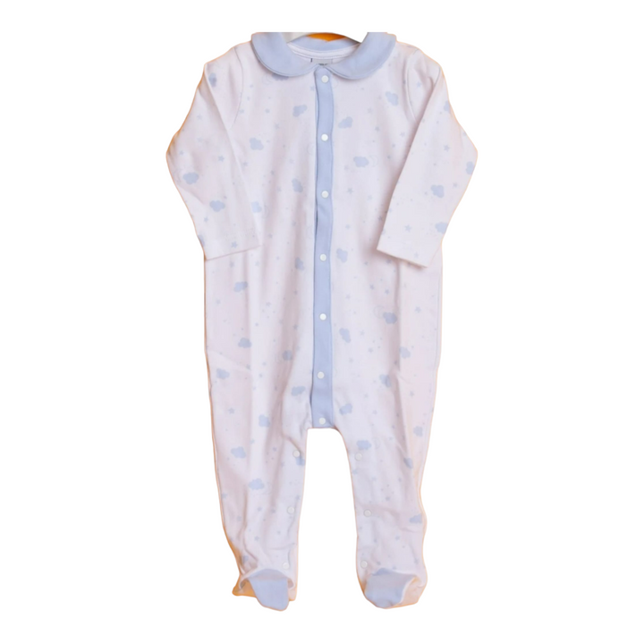 Blue and white one piece baby pyjama