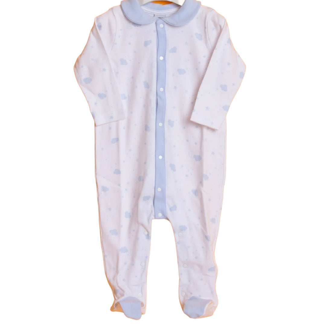 Blue and white one piece baby pyjama