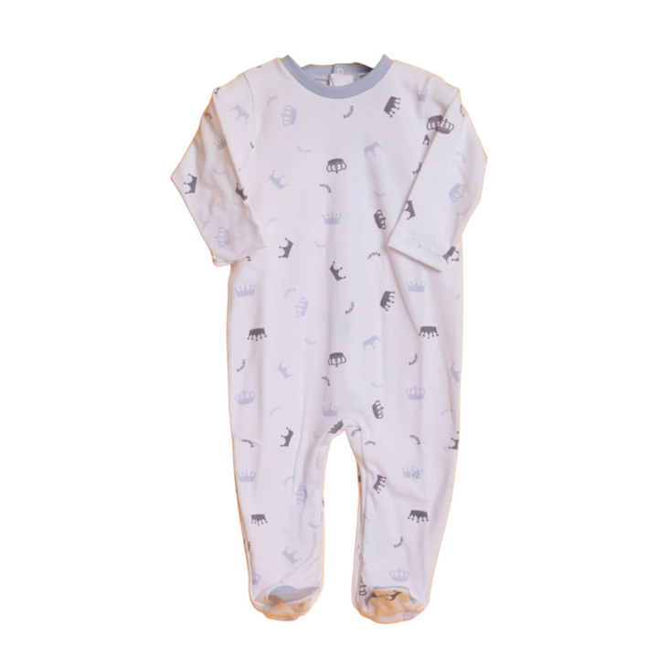 Blue and white one piece baby pyjama