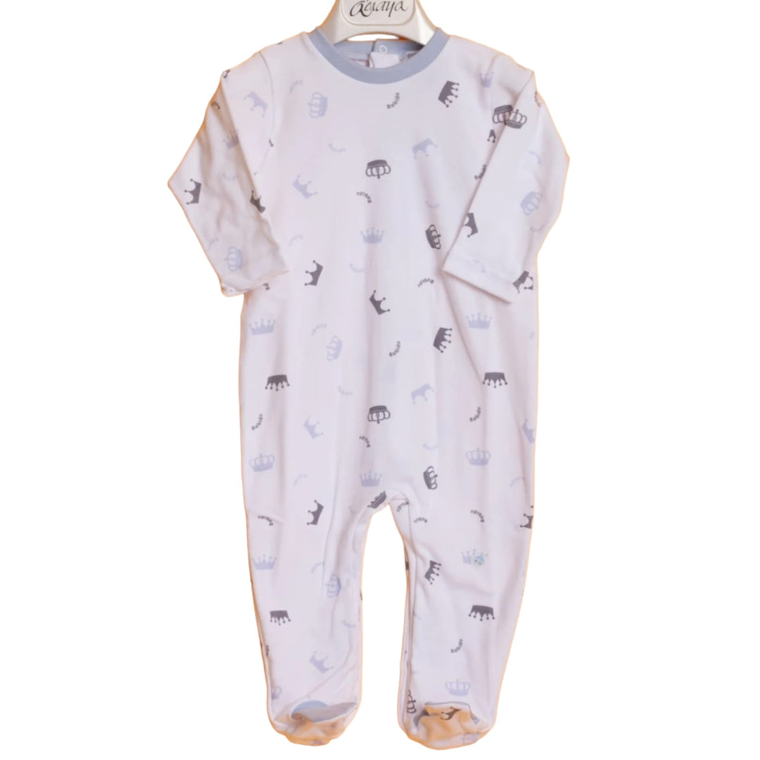 Blue and white one piece baby pyjama