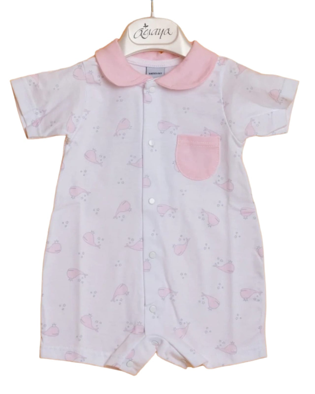 White and Pink Baby Overall