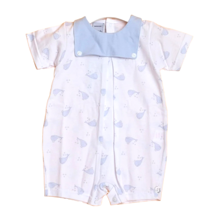 White and light blue baby overall