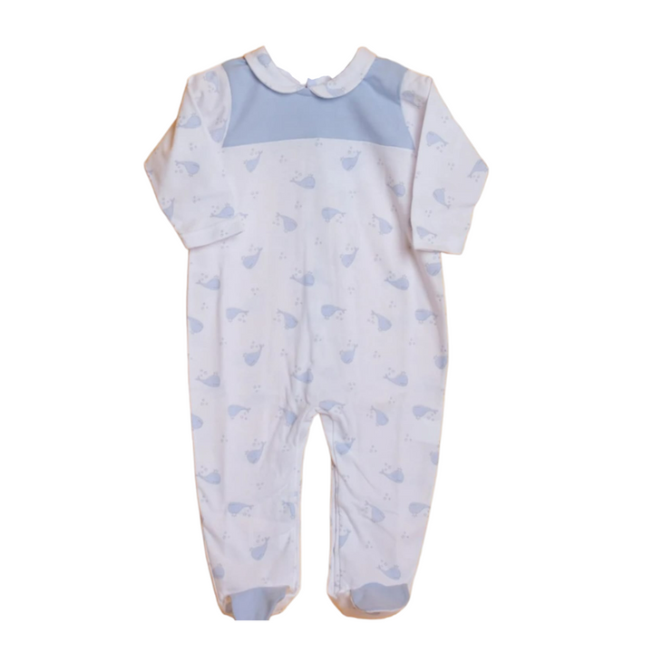 Light blue and white baby overall