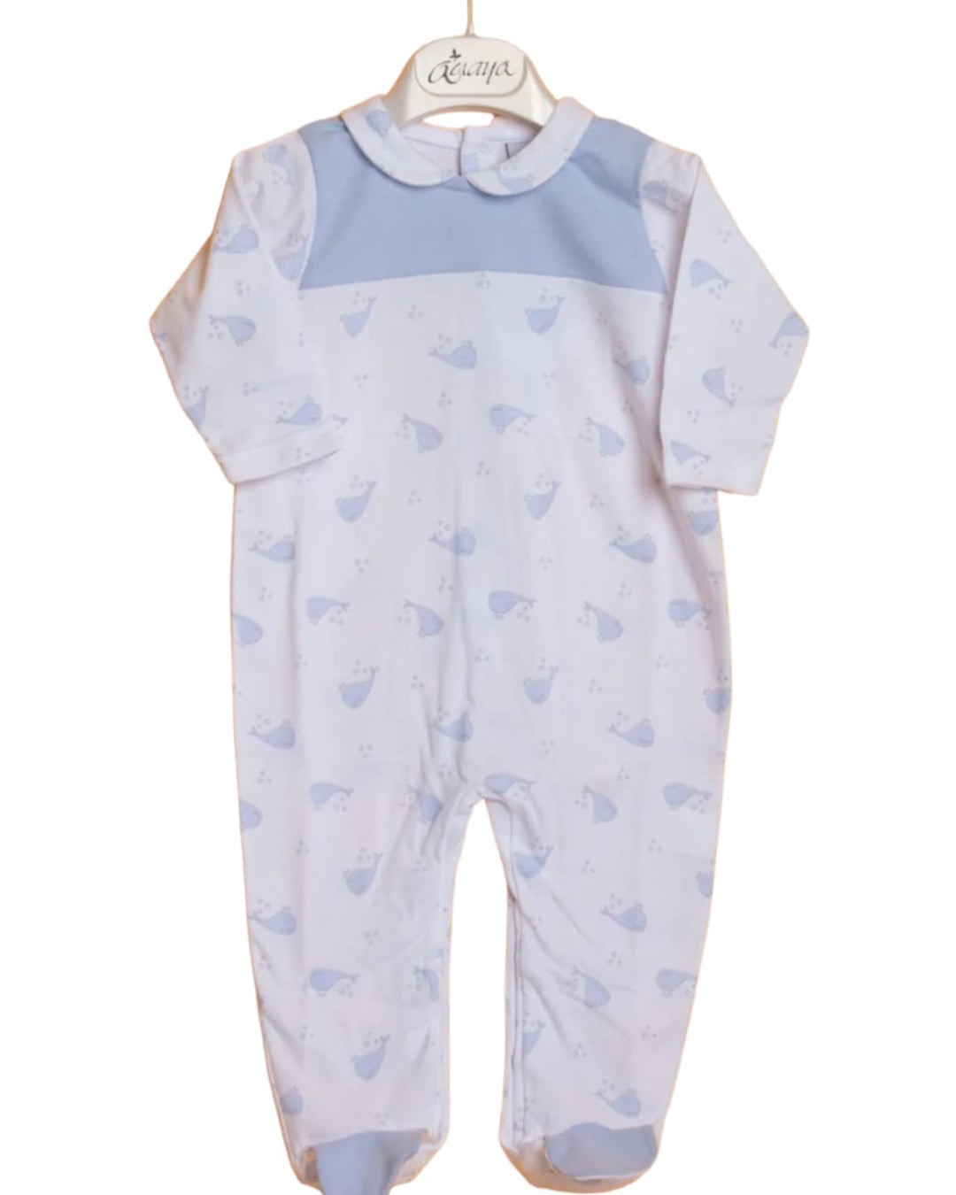 Light blue and white baby overall