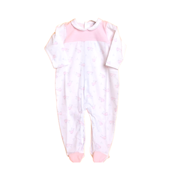 Light pink and white baby overall