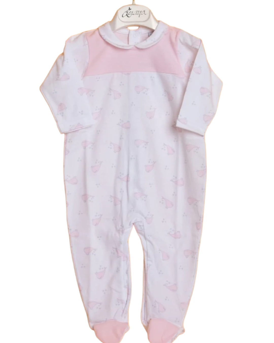 Light pink and white baby overall