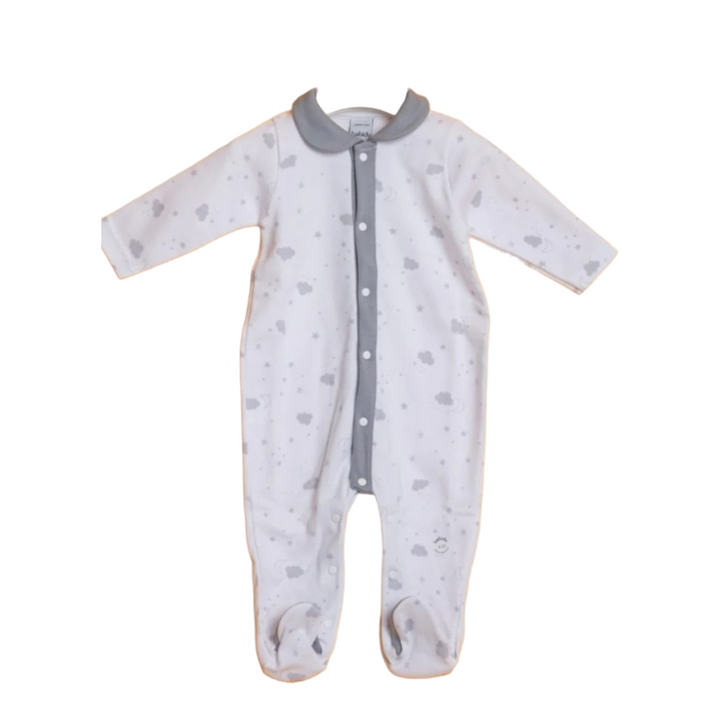 Grey and white one piece baby pyjama