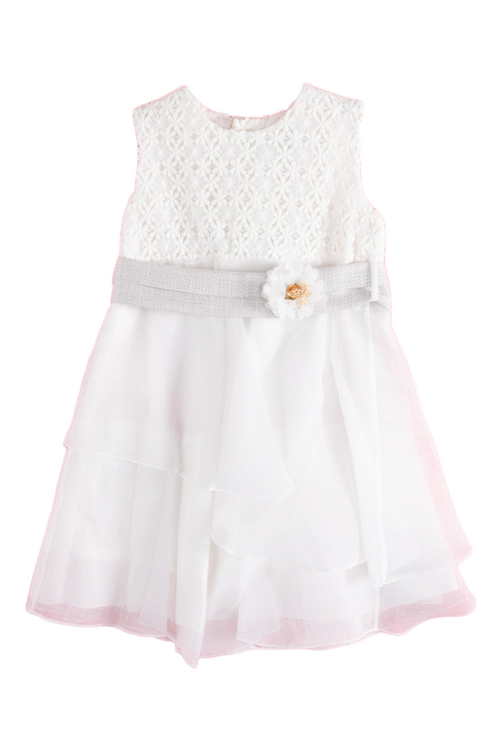 White Girls dress with grey belt - made in Spain